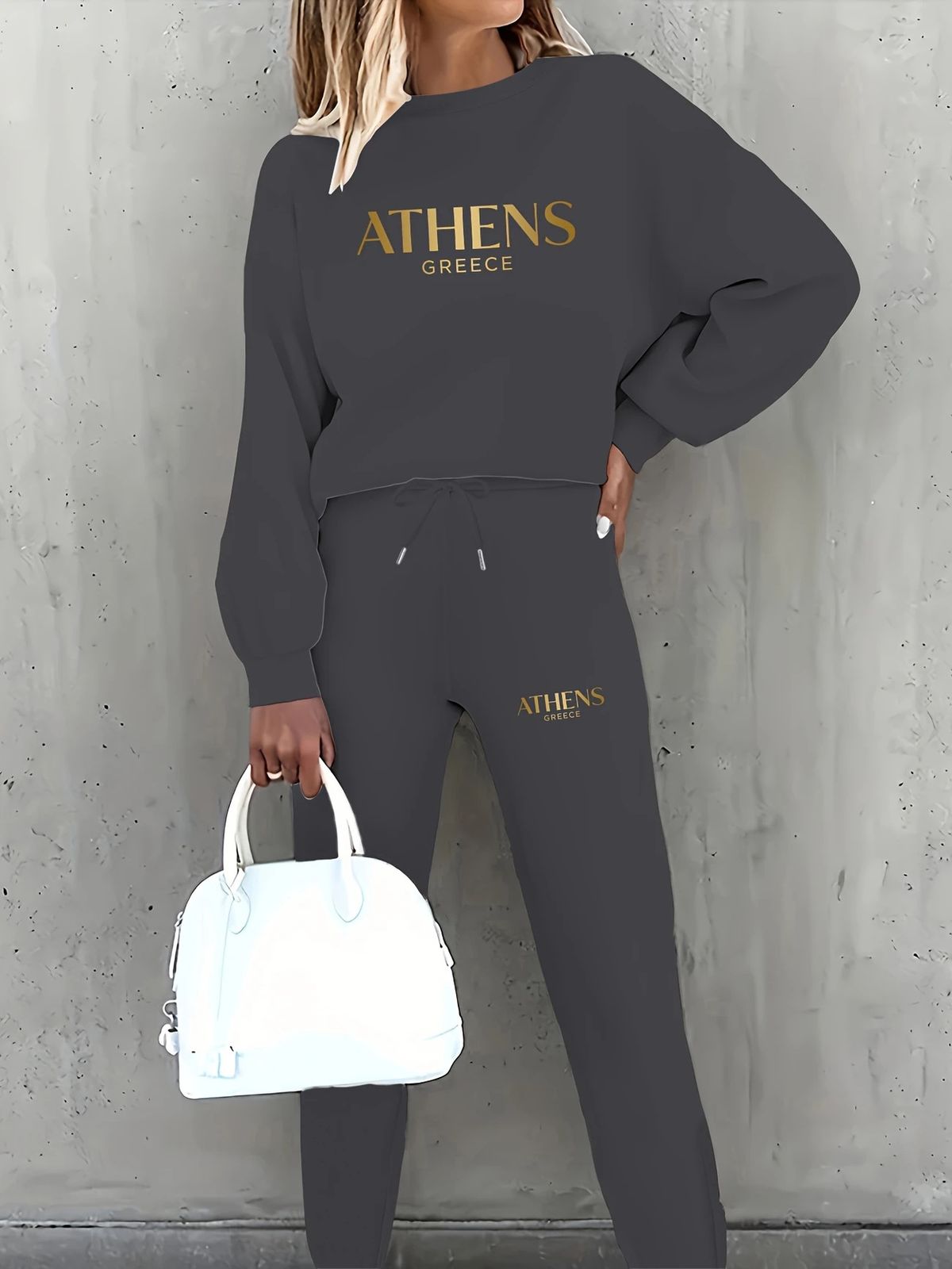 Women's Clothing Women's Printed Two-Piece Outfit - Stylish Matching Set With Long Sleeve Top & Comfortable Bottoms For Casual & Sporty Look_voghion.com