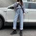 Lose weite Jeans für Damen im Herbst, koreanische Version, hoch taillierte Freizeithose für Studenten, gerades Bein und ein Gefühl_voghion.com