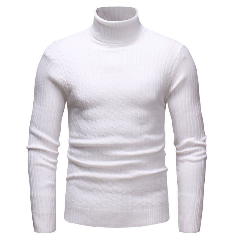 Nuovo maglione lavorato a maglia a collo alto slim fit tinta unita autunno/inverno 2024 abbigliamento maschile_voghion.com