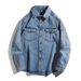 Fréijoer Hierscht Gewaschen Aarbechtskleeder Jeanshemdjacket fir Männer, amerikanesche Stil Trendy Mark locker an lässeg Design, Revers Top_voghion.com