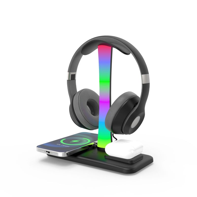 50704555550<=3 Cross-border Phone Headphone Stand 3-in-1 Wireless Charger Fast Charging_voghion.com