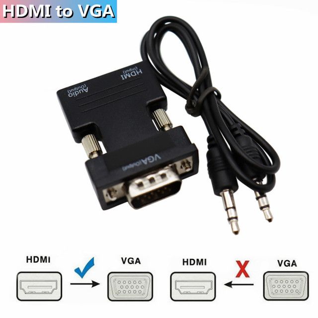 HD 1080P VGA to HDMI-compatible Converter Adapter With Audio For PC Laptop to HDTV Projector HDMI-compatible to VGA Adapter_voghion.com