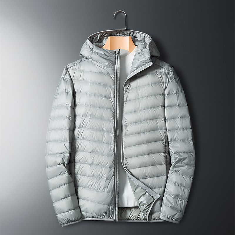 Men's Clothing 2024 autumn and winter thin men's thin Silk cotton jacket short hooded casual thin warm Silk cotton jacket_voghion.com