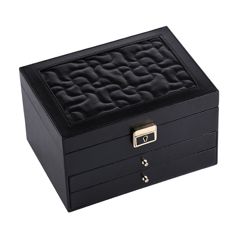 Sieraden opbergdoos met meerdere lagen en slot, sieradendoos met grote capaciteit, lade, ring, ketting, oorbel, sieradendoos_voghion.com