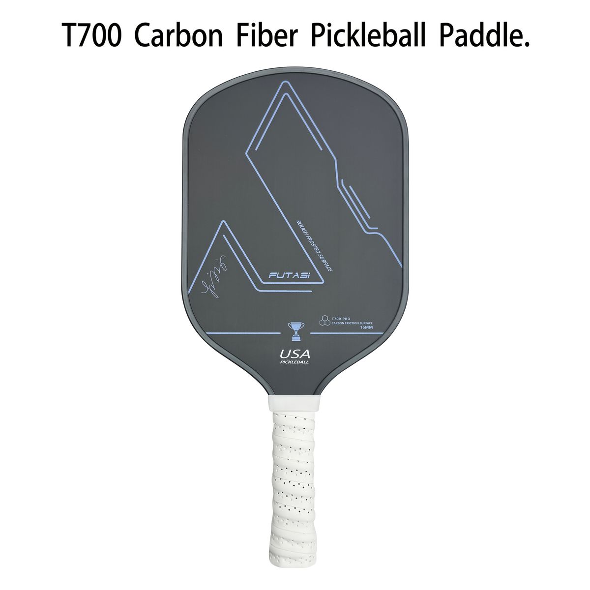 Raqueta de pickleball T700 de fibra de carbono, raqueta de pickleball de 16 mm con superficie rugosa y alta fricción, aprobada por USA Pickleball._voghion.com