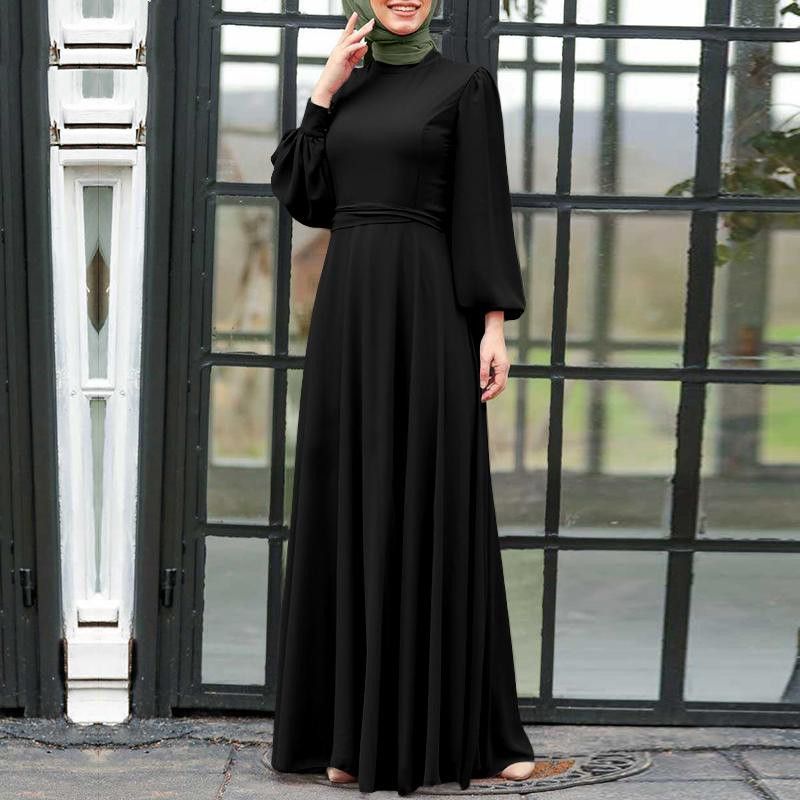 Elegantes türkisches Kaftan-Kleid für Damen – Langärmliges Maxi-Abaya für muslimische Feste und den Alltag_voghion.com