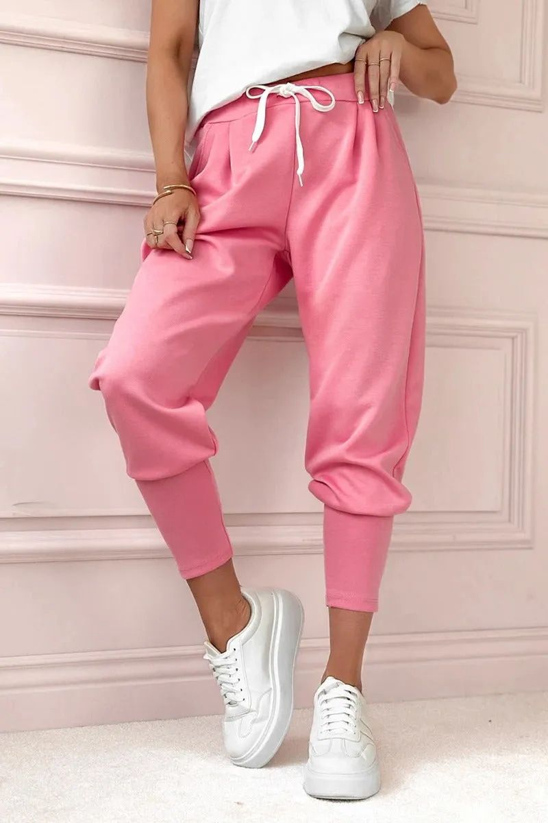 Women's Clothing Spring Station Sports Leisure Drawstring Pocket Solid Color Women's Sweatpants Trousers_voghion.com
