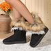 New Round Toe Flat Wool And Fleece Warm Cotton Boots_voghion.com