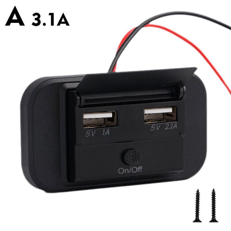 Dubbel QC3.0 USB-laddare RV Buss Mobiltelefonuttag 12-24V Ingångsmodifiering_voghion.com