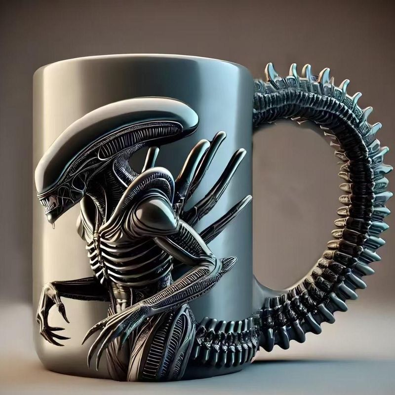 Creative Irregular Shape Evil Mug Tea Coffee Cup Boy Birthday Gift Resin Stainless Steel_voghion.com