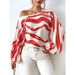 Damenbekleidung One-Shoulder Sexy Off Shoulder Modischer Streifendruck Lose Casual Langarm Shirt Top_voghion.com