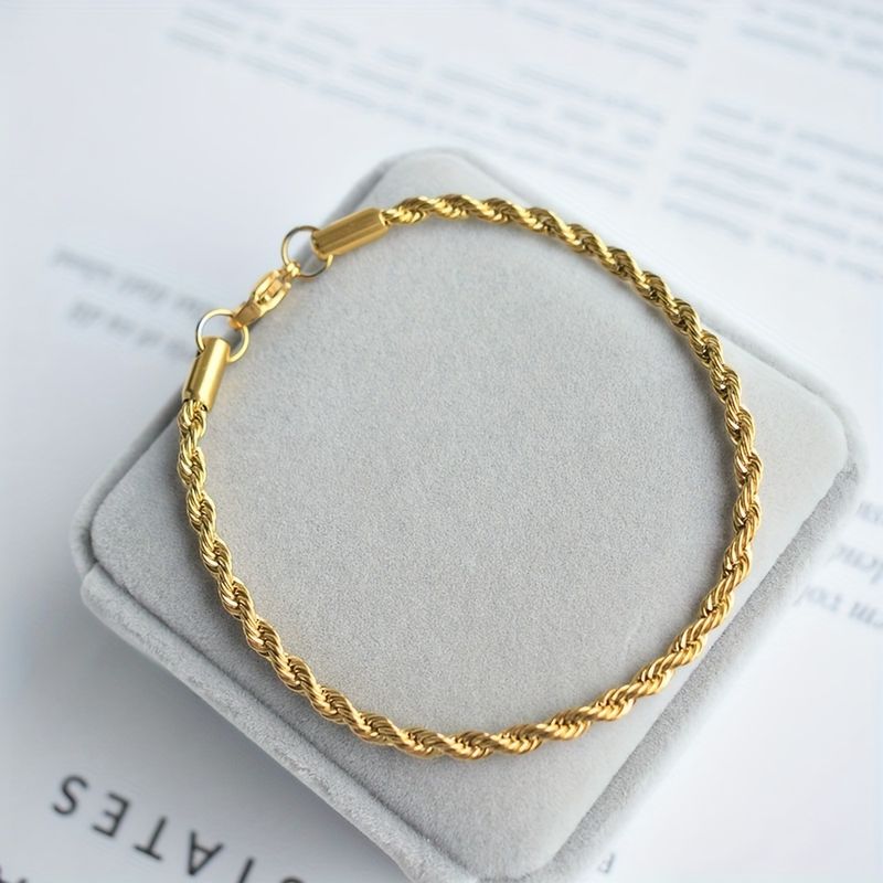 Cuban Hip-Hop Trendy Titanium Steel Thin Niche Men's Non-Fading Braided Chain Bracelet_voghion.com
