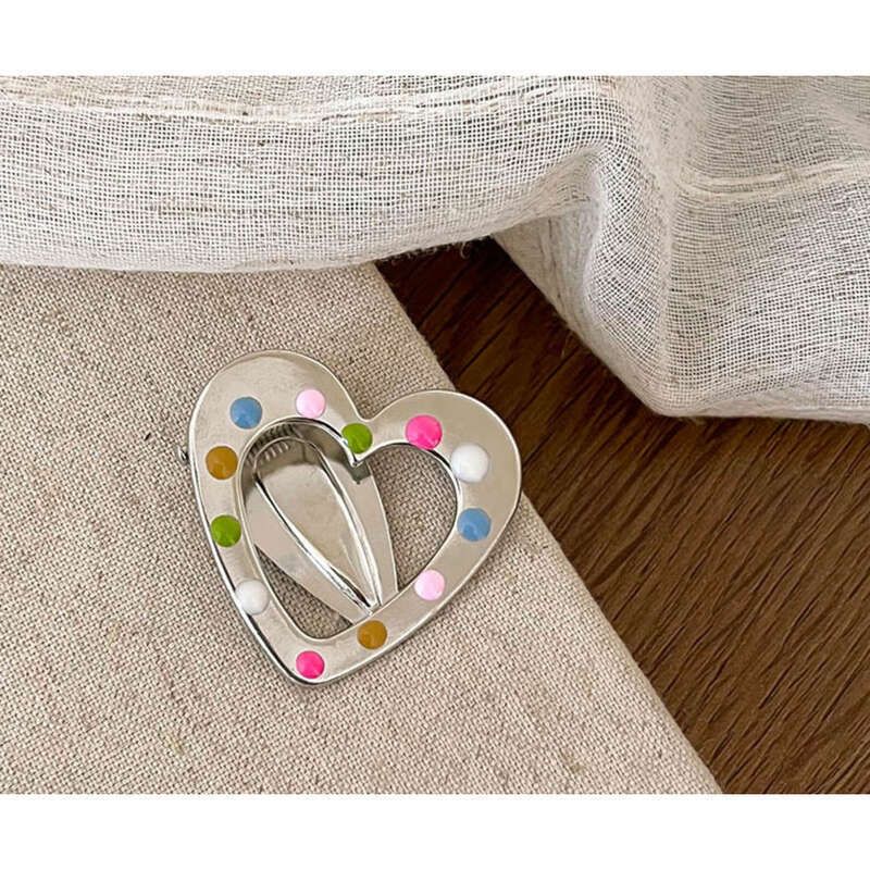 2025 Nei Y2k Faarweg Polka Dot Metall Fraen gebrach Hoer Stirn, Pony, Séiss, Cool, Sprëtzeg Meedercher Entenbéi Hoerklammeren_voghion.com