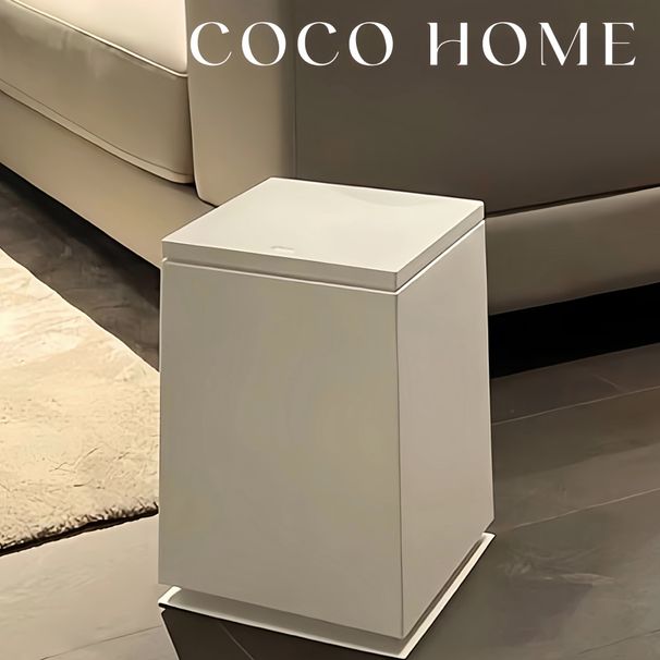 Vierkante prullenbak van hoge kwaliteit, licht en luxe met deksel, open te drukken deksel, prullenbak voor in de woonkamer, grote capaciteit, afvalbak met dubbele laag_voghion.com