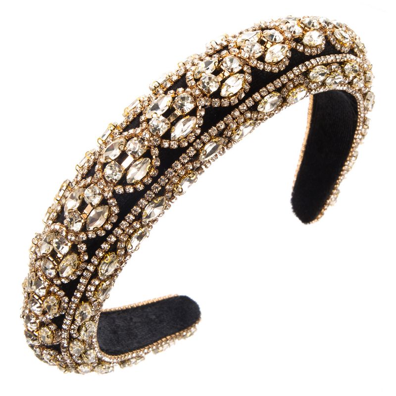 Nouvelle harmonie de style avec cerceau à cheveux en verre coloré et diamant pour femme, industrie lourde, dégageant un sentiment de luxe et de banquet_voghion.com