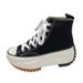 Plus Size 2022 New Style White Sneakers Korean Version Breathable Versatile High-top Canvas For Women Thick-soled_voghion.com