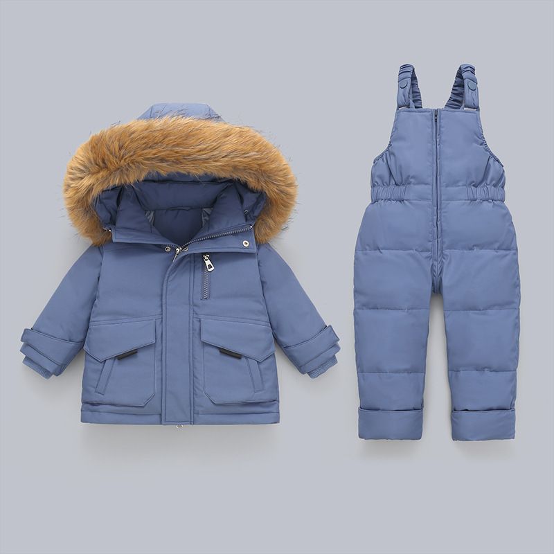 Winter Kids Down Jacket Set - Warm Hooded Snowsuit For Toddlers 1-3 Years, 80-100cm, Soft Duck Feather, Zipper Closure, Unisex_voghion.com