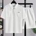 Herrenbekleidung Poloshirt mit halbem Reißverschluss, kurzärmelig, für den Sommer, Sport, gerade geschnittene Hose, Übergröße, zweiteiliger Freizeitanzug_voghion.com