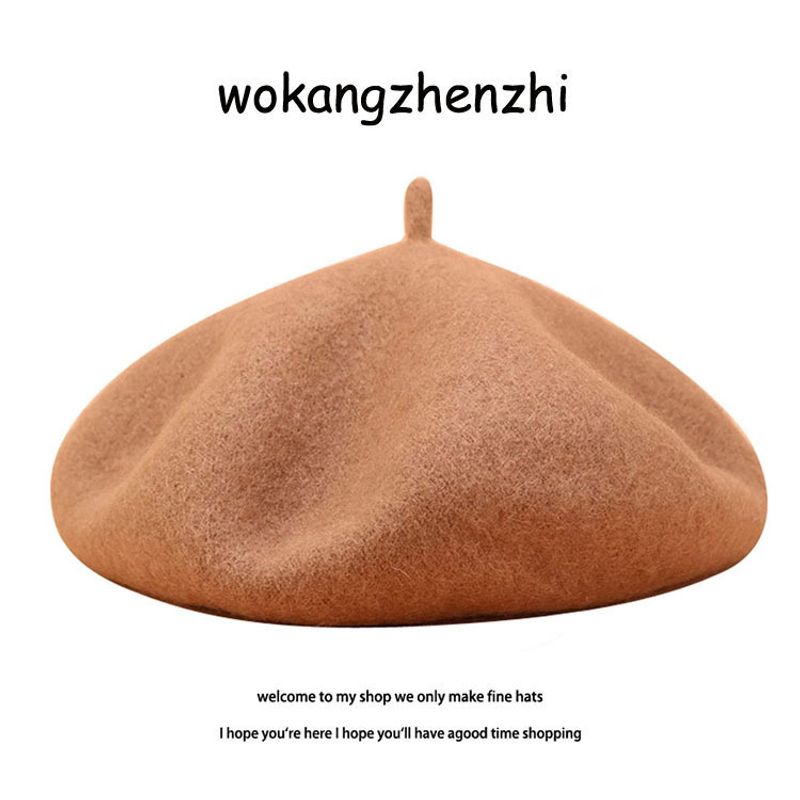 Woolen beret female Ishihara Satomi same style beret autumn and winter wool beret retro blue painter's cap_voghion.com