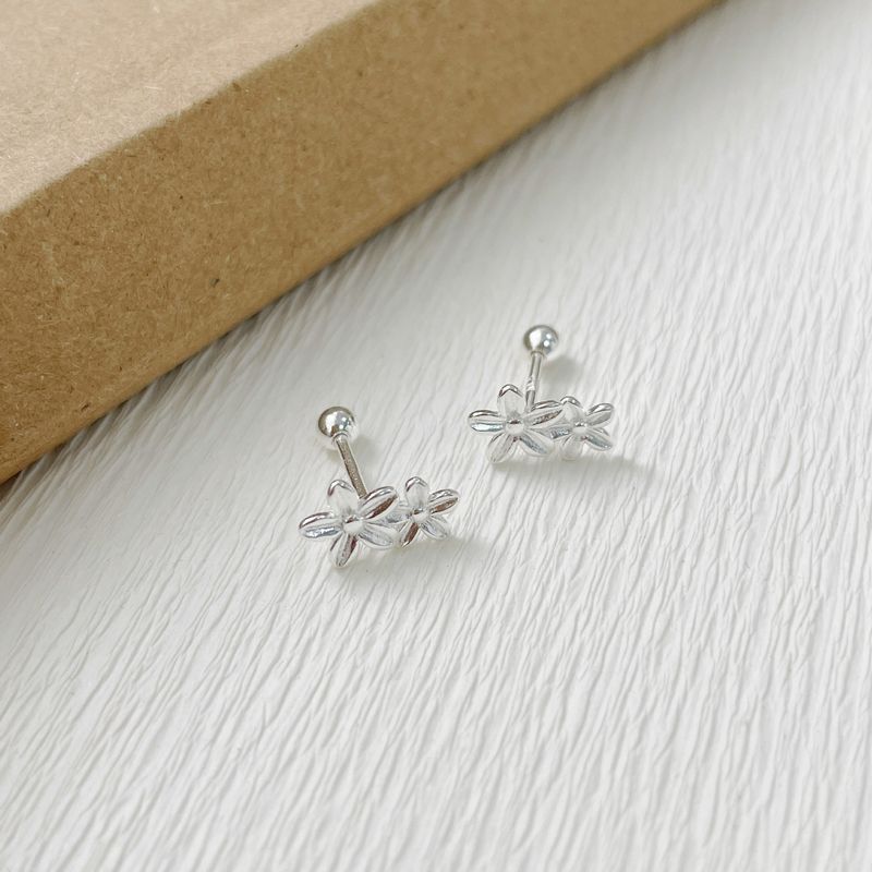 Tiqi Foot Argento 999 Semplice Fiore alla Moda per Donna, Chiodi A Vite Freschi Stretti per Orecchie, Orecchini Dolci e Versatili_voghion.com