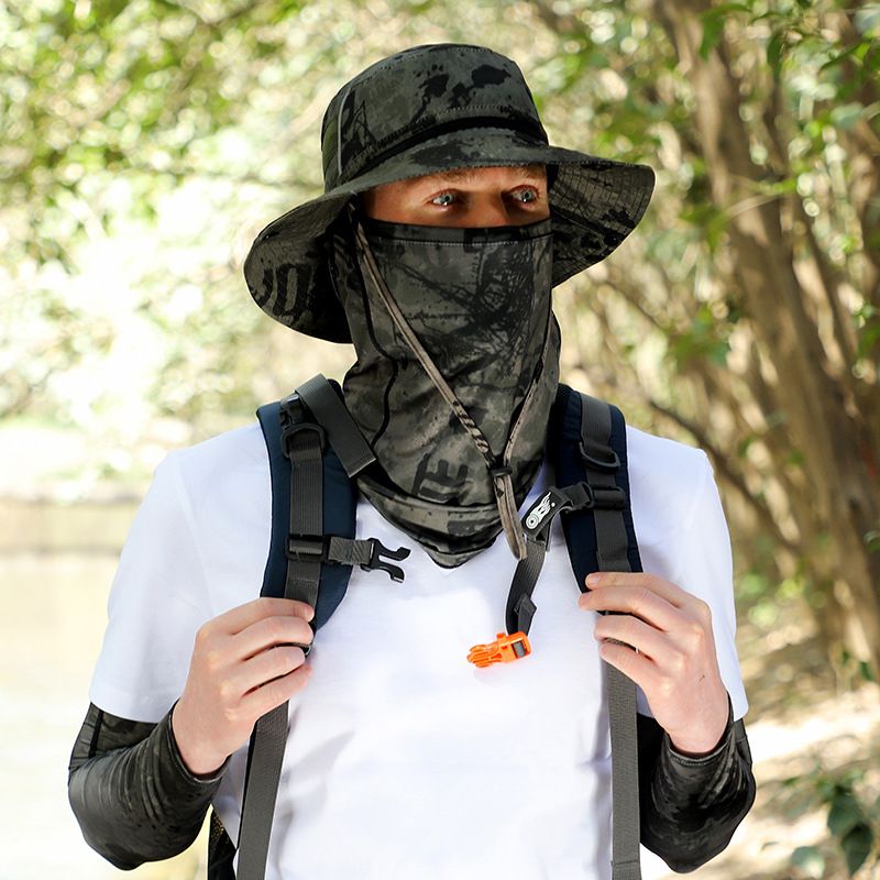 SunDefender 3-in-1 UV Protection Set - UPF 50+ Cooling Face Mask, Arm Sleeves & Wide Brim Hat For Outdoor Sports_voghion.com