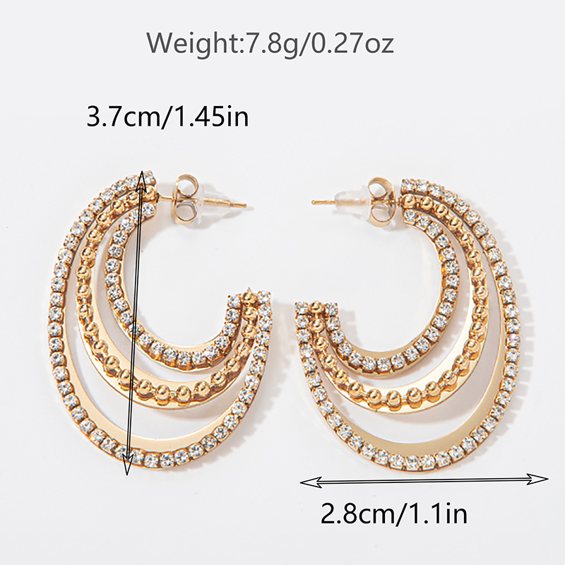 1 Pair Simple Style Shiny C Shape Moon Plating Inlay 304 Stainless Steel Zircon 14K Gold Plated Ear Studs_voghion.com