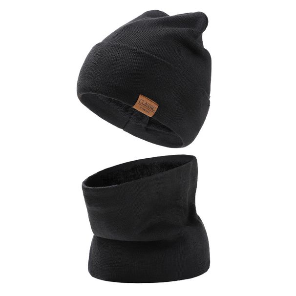 stickade mössor för män utomhus pullover hattar plus sammet ull hattar dam hattar hattar halsduk tvådelad set_voghion.com