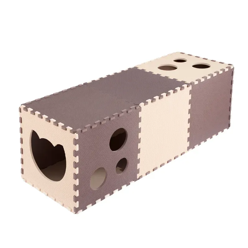 Cat Tunnel Toy EVA Foam Scratch Board Floor Play Foldable Tunnel DIY Combination Interactive Toy Cat Training Accessory Hide-and-seek Toy_voghion.com