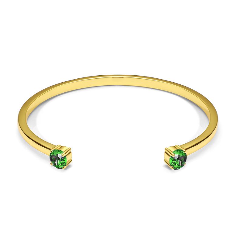Personlighet Chic Minimalistisk Dobbel Zirkon Åpen Kobberbelagt K Gullarmbånd Armbånd_voghion.com