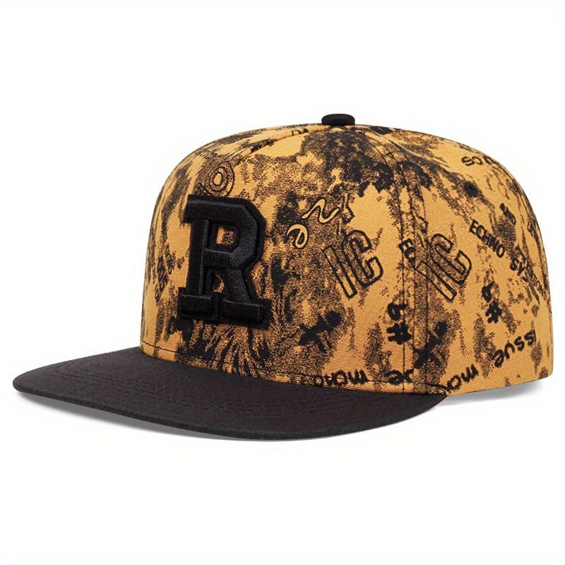 R letter embroidered fashion street hip-hop spring/summer flat edge baseball hat trend_voghion.com