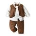 Kids Clothing three color vest shirt long sleeved trousers boy gentleman dress two piece suit_voghion.com
