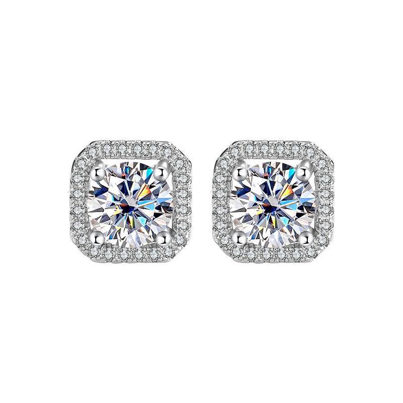 1 Çift Moissanite Geometrik Küpe_voghion.com
