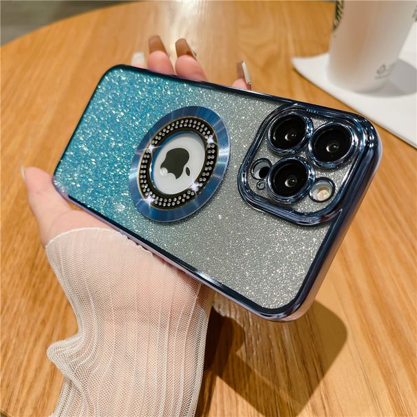 Placcatura di lusso ricarica wireless per custodia Magsafe per iPhone 14 13 12 11 Pro Max Plus custodie per paraurti con glitter a colori sfumati_voghion.com