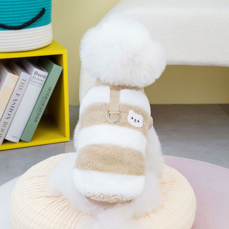 Clothing Dog Autumn/Winter New Teddy Cat Pet with Pulling Rings 23 Little White Bear Velvet Clothes_voghion.com