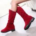 Autumn Winter Short Long Heel Hidden Wedge Flat Sole Suede Mid-Calf Women's Boots_voghion.com