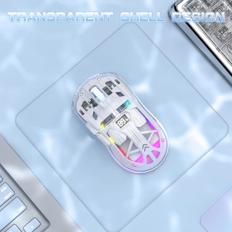 Wireless Mouse MAMBASNAKE X Freewolf A2 Transparent Wireless Mouse Dual Mode BT 5.0/2.4G PC Gaming Mouse_voghion.com
