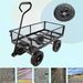 (Black Solid Wheels Wagon Cart) Solid Wheels Tools Cart Wagon Cart Garden Cart Trucks Make It Easier To Transport Firewood_voghion.com