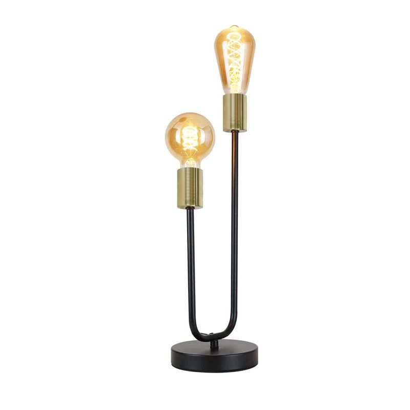 Tischlampe Vintage Nachttischlampe - E27 Schwarz Gold Tischleuchte Kinder Industrial Schlafzimmer Nachtlicht Aus Metall Schreibtischlampe Mit Kabel_voghion.com