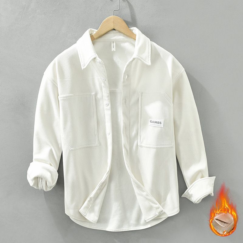 8886 Camicia giapponese retrò a maniche lunghe, giacca allentata in velluto ispessito letterario casual da uomo in un unico pezzo per conto dei capelli_voghion.com