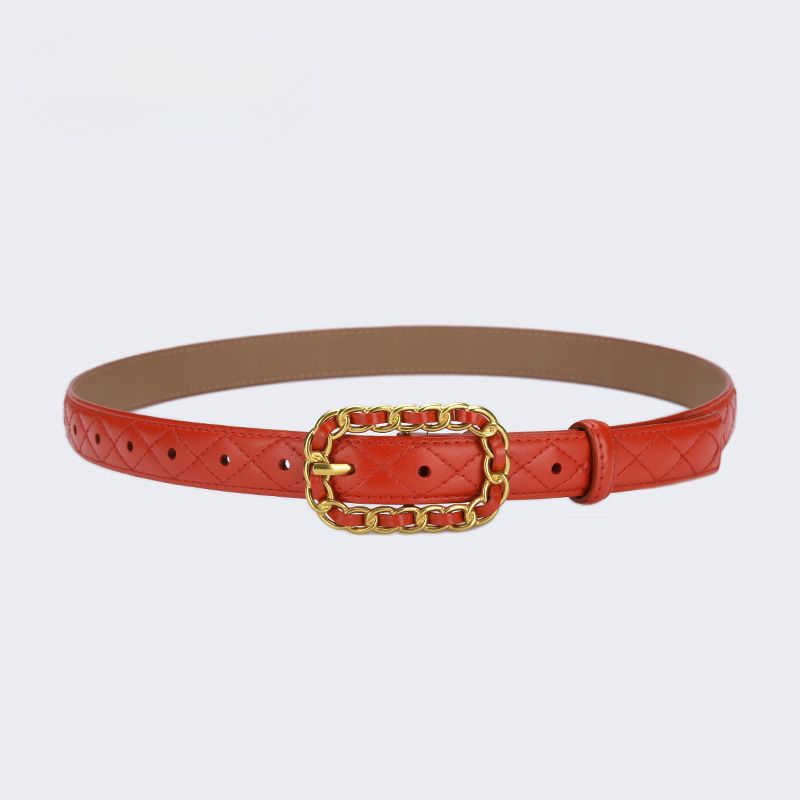 Leather women's belt with casual belt Women's leather two-layer cowhide belt Fine belt_voghion.com