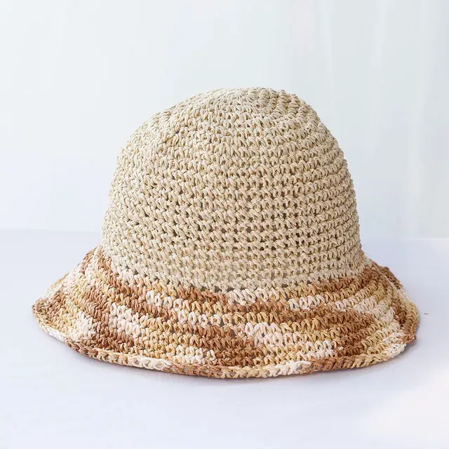 Μόδα 2024 νέα γυναικεία ψάθα με διαβάθμιση κουβά με προστασία UV, αντηλιακή προστασία, καλύμματα παραλίας, μόδα γυναικείο καλοκαιρινό καπέλο_voghion.com
