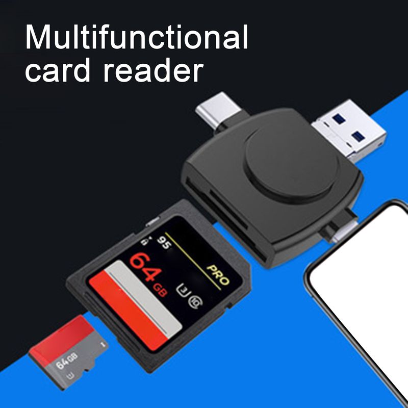 Kunjiuyou 4-in-1 Funzione OTG Mini USB/Micro USB/8 Pin/Tipo C TF/Lettore di schede di memoria per Android-Nero_voghion.com
