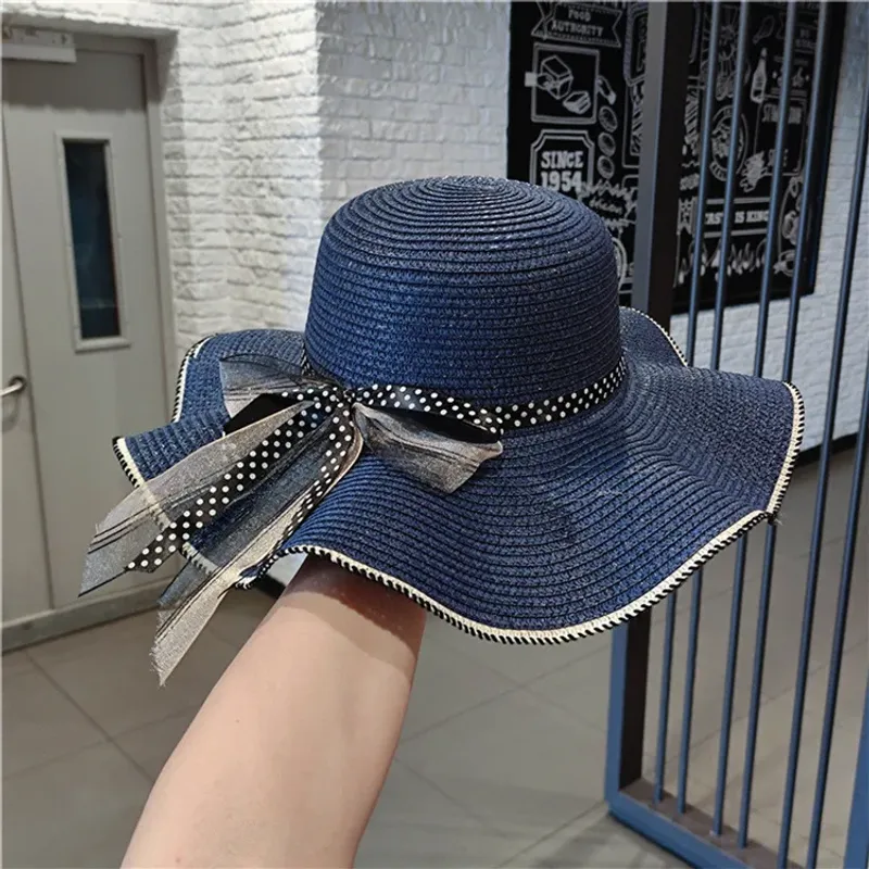 Heißer Verkauf Eimer Hut Strand für Flache Top Band Bowknot Elegante Stroh Frauen Sommer Hüte Sombreros De Mujer_voghion.com