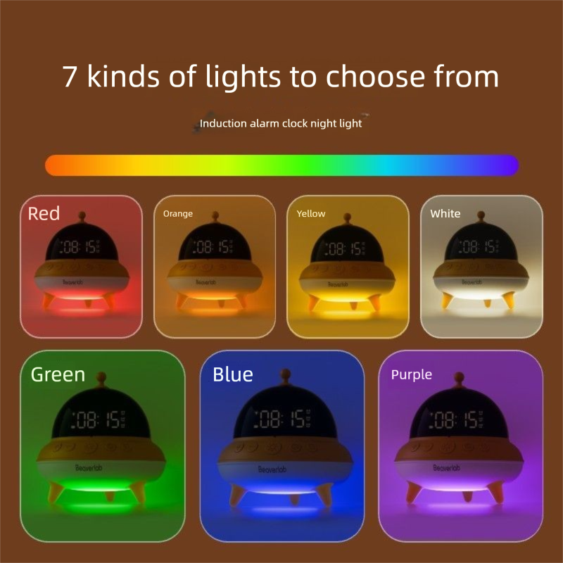 Dangdangli Children's Sensor Silent Alarm Clock UFO Rechargeable Student Smart Night Light For Home Bedroom_voghion.com