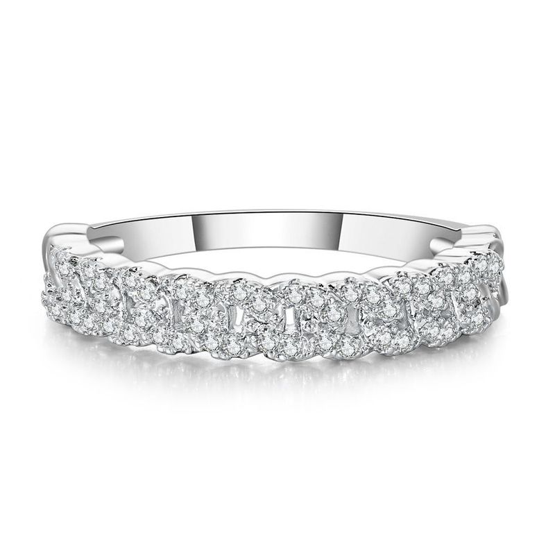 Anello a catena cubana con diamanti stile Instagram, anello da donna placcato oro con micro intarsi in zircone e separazione dei colori_voghion.com