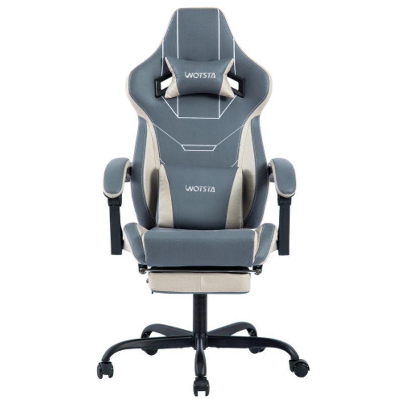Gaming Stuhl Ergonomisch Gaming Chair Bürostuhl Mit Fußstütze Racing Computerstuhl Höhenverstellbar Gepolstert Computerstuhl Lendenwirbelstütze Blaubeige_voghion.com