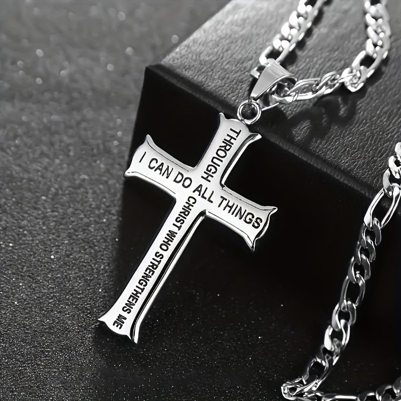 Collana con ciondolo a forma di croce con lettera, accessori fai da te in acciaio inossidabile_voghion.com