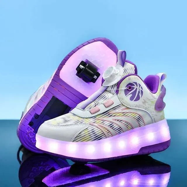 Pattini a rotelle luminosi a due ruote per bambini con luci a LED, scarpe da ginnastica per bambini con ricarica USB, gratis_voghion.com