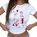 Sommer Y2K Spielkarten-Katzen-Print Schlankes und sexy amerikanisches Crop-Top mit freiliegenden Kurzarm-T-Shirts für Damen_voghion.com