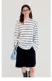 Miu Series Horn Button Henley Shirt Lazy Striped Long Sleeve Loose T-Shirt For Women 2025 New Model_voghion.com